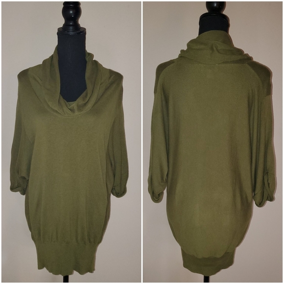 Loft Green Cowl Neck Tunic Sweater - Picture 1 of 5